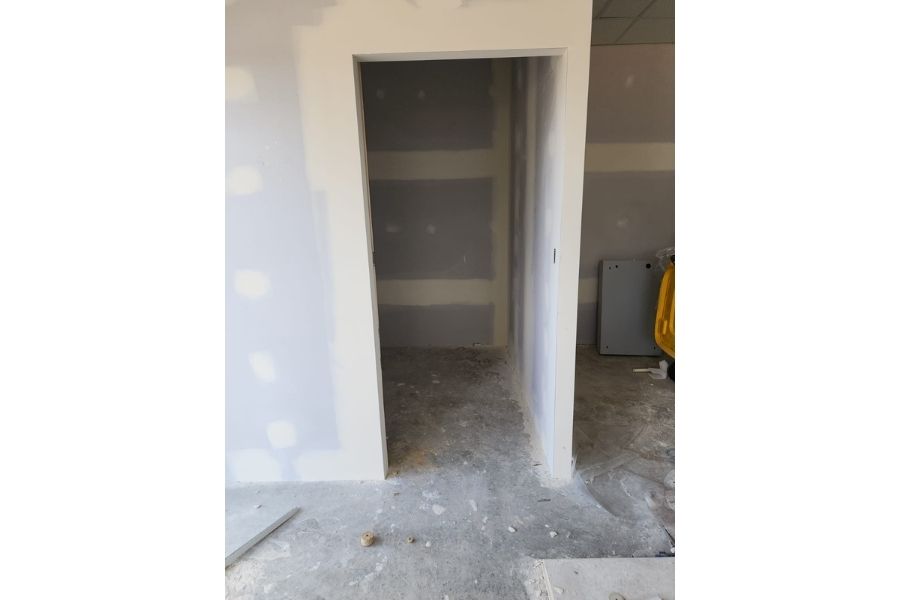 Raw wall opening before door installation