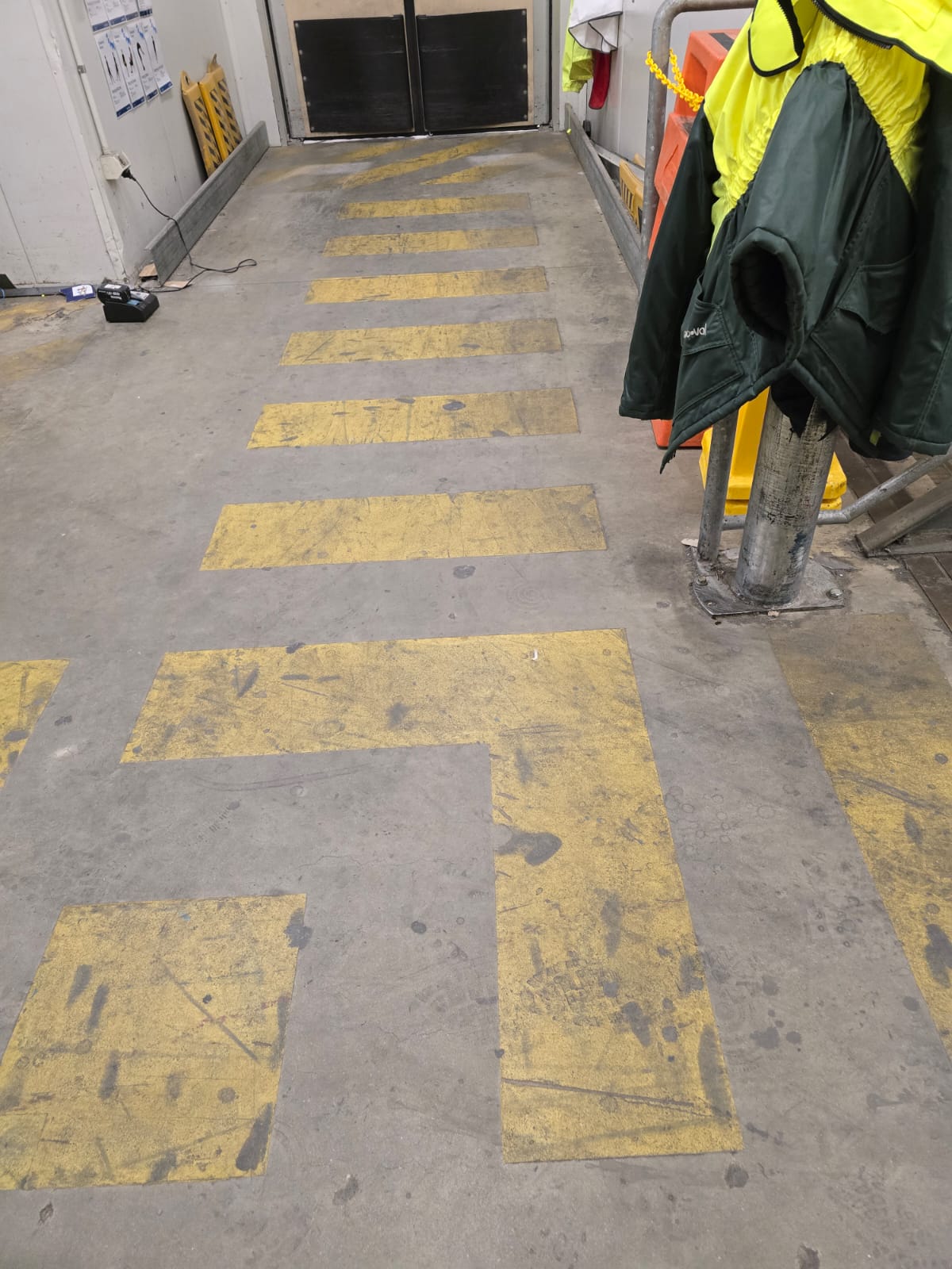 Before commercial walkway line painting in Perth
